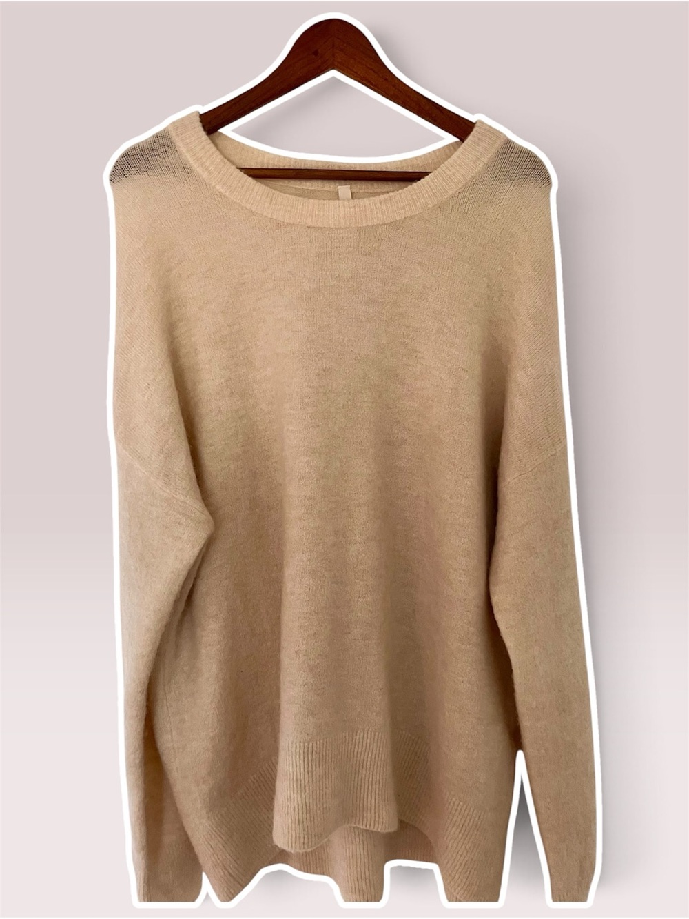 Aritzia Babaton Oatmeal Alpaca-blend crew neck sweater, Size L